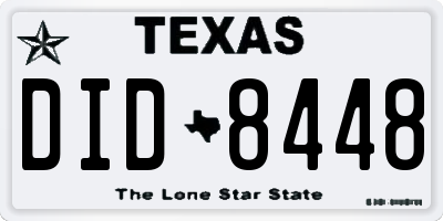 TX license plate DID8448
