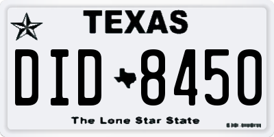 TX license plate DID8450
