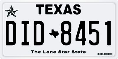 TX license plate DID8451