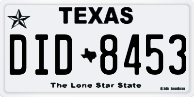 TX license plate DID8453
