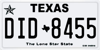 TX license plate DID8455