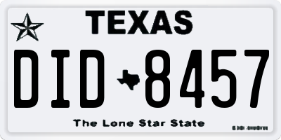 TX license plate DID8457