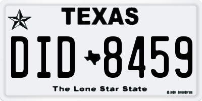 TX license plate DID8459