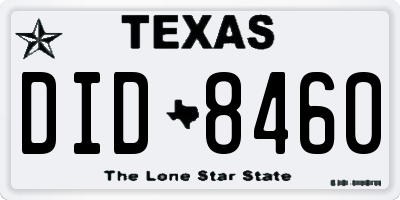 TX license plate DID8460