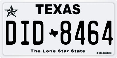 TX license plate DID8464