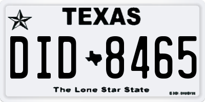 TX license plate DID8465