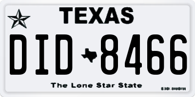TX license plate DID8466