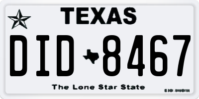 TX license plate DID8467