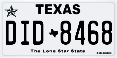 TX license plate DID8468