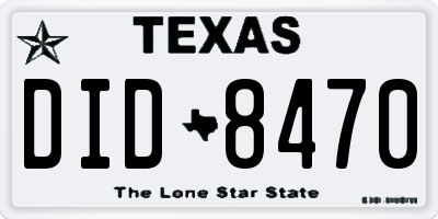 TX license plate DID8470