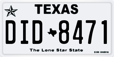 TX license plate DID8471