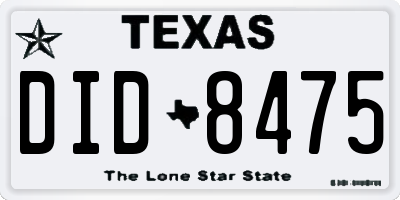 TX license plate DID8475