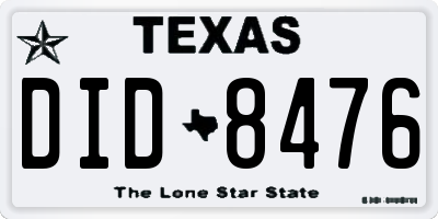 TX license plate DID8476