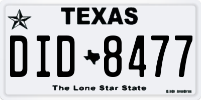 TX license plate DID8477