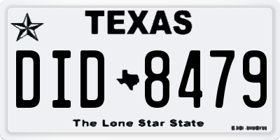 TX license plate DID8479