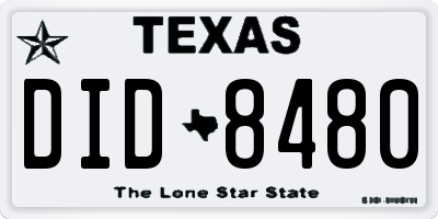 TX license plate DID8480