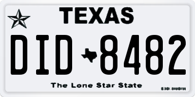 TX license plate DID8482