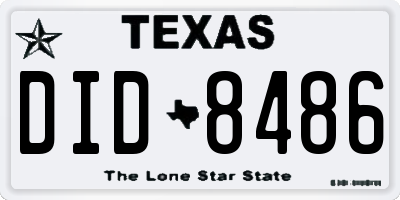 TX license plate DID8486