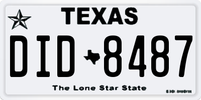 TX license plate DID8487