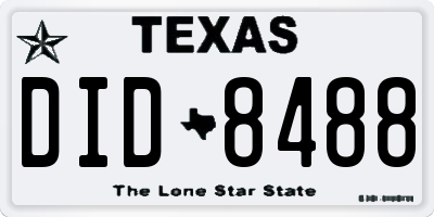 TX license plate DID8488