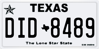 TX license plate DID8489