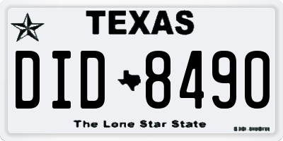 TX license plate DID8490