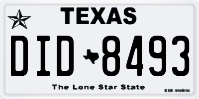 TX license plate DID8493