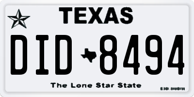 TX license plate DID8494