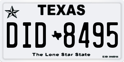 TX license plate DID8495