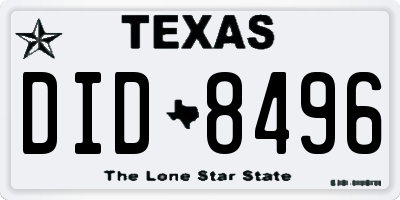 TX license plate DID8496