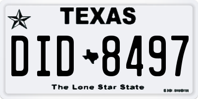 TX license plate DID8497