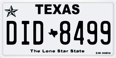 TX license plate DID8499
