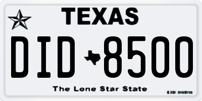 TX license plate DID8500