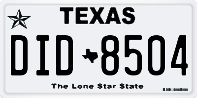TX license plate DID8504