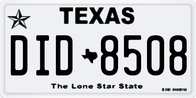 TX license plate DID8508