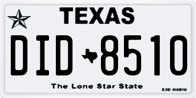 TX license plate DID8510