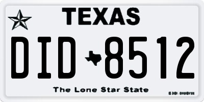 TX license plate DID8512