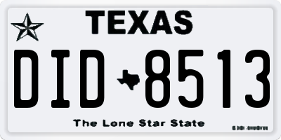 TX license plate DID8513