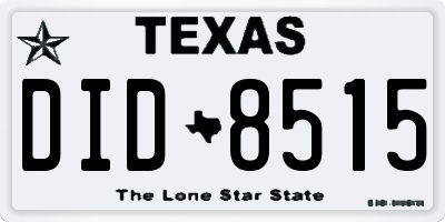 TX license plate DID8515