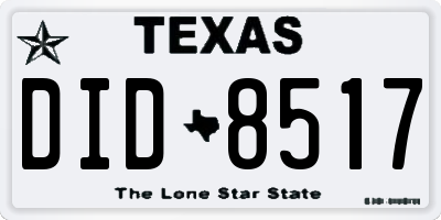 TX license plate DID8517