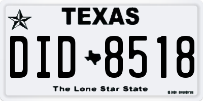 TX license plate DID8518