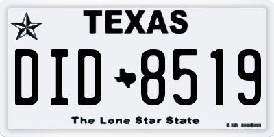 TX license plate DID8519
