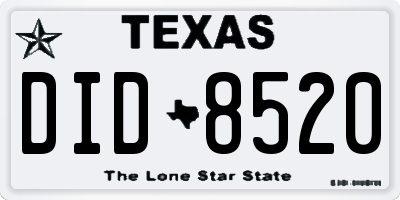 TX license plate DID8520