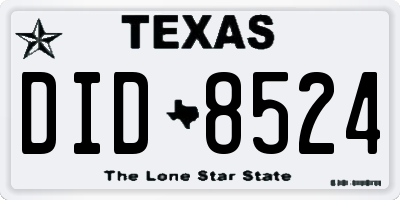 TX license plate DID8524