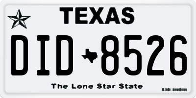 TX license plate DID8526