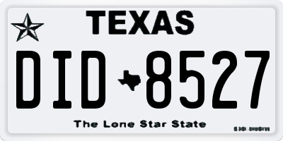TX license plate DID8527