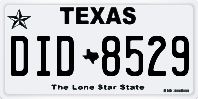 TX license plate DID8529