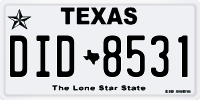 TX license plate DID8531
