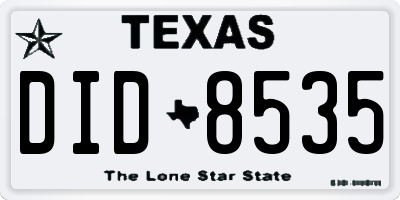 TX license plate DID8535