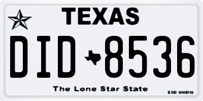 TX license plate DID8536